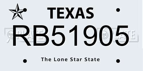 RB51905 Texas License Plate
