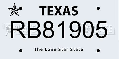 RB81905 Texas License Plate