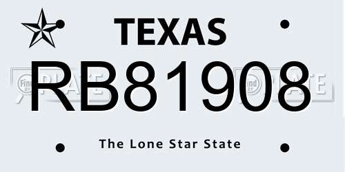 RB81908 Texas License Plate