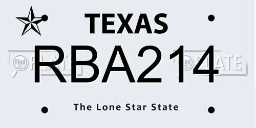 RBA214 Texas License Plate