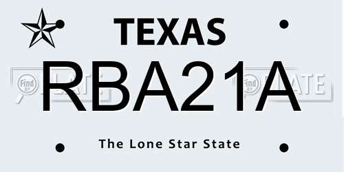 RBA21A Texas License Plate