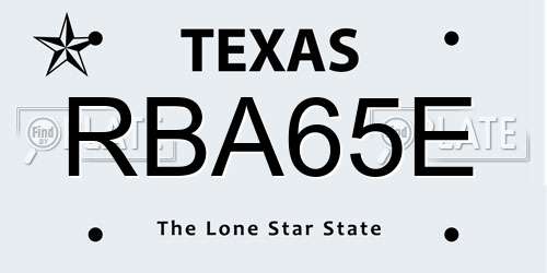 RBA65E Texas License Plate