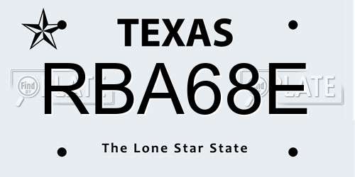 RBA68E Texas License Plate
