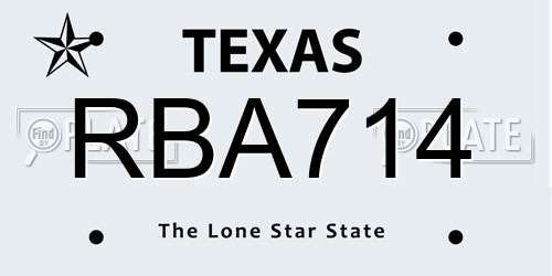RBA714 Texas License Plate