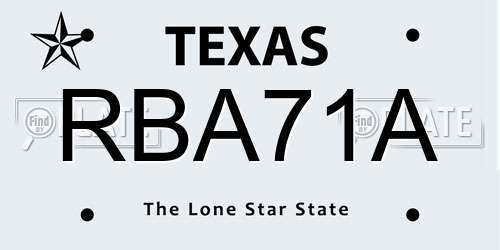 RBA71A Texas License Plate