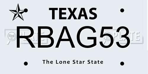RBAG53 Texas License Plate