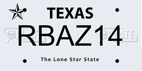 RBAZ14 Texas License Plate