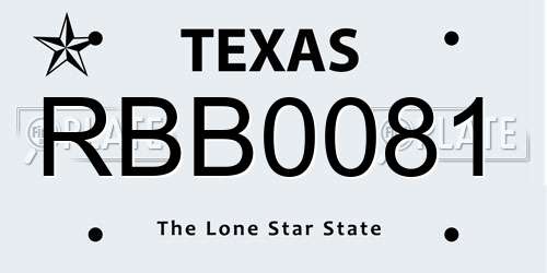 RBB0081 Texas License Plate