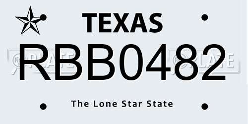 RBB0482 Texas License Plate