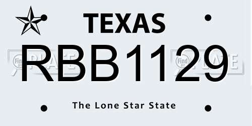 RBB1129 Texas License Plate