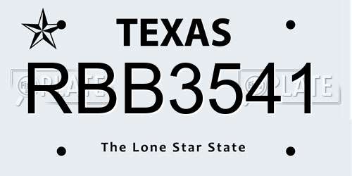 RBB3541 Texas License Plate