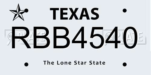 RBB4540 Texas License Plate