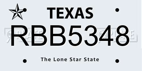 RBB5348 Texas License Plate