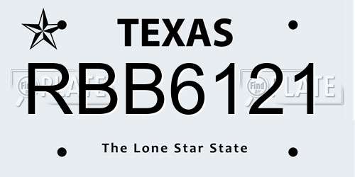 RBB6121 Texas License Plate