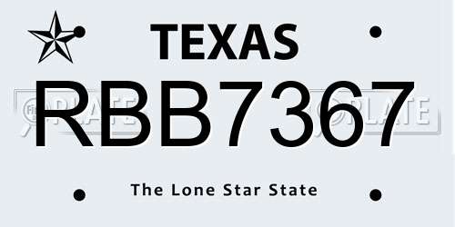 RBB7367 Texas License Plate