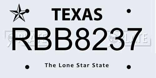 RBB8237 Texas License Plate