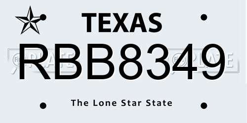 RBB8349 Texas License Plate