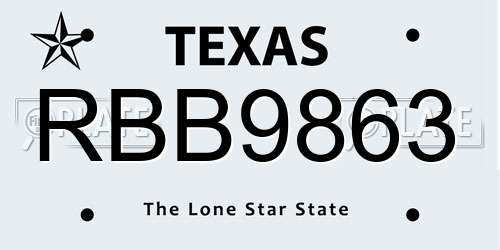 RBB9863 Texas License Plate