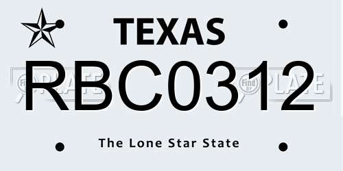 RBC0312 Texas License Plate