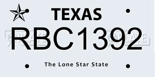 RBC1392 Texas License Plate