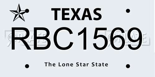 RBC1569 Texas License Plate