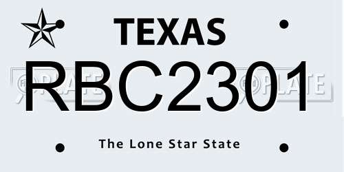 RBC2301 Texas License Plate