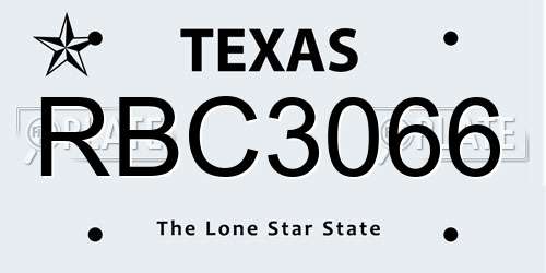 RBC3066 Texas License Plate