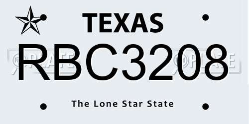 RBC3208 Texas License Plate