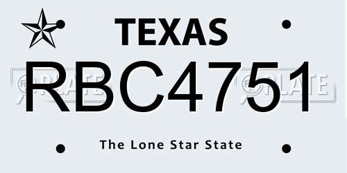 RBC4751 Texas License Plate