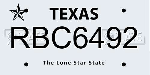 RBC6492 Texas License Plate