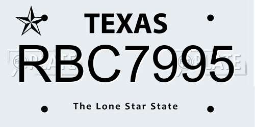 RBC7995 Texas License Plate