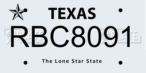 RBC8091 Texas License Plate