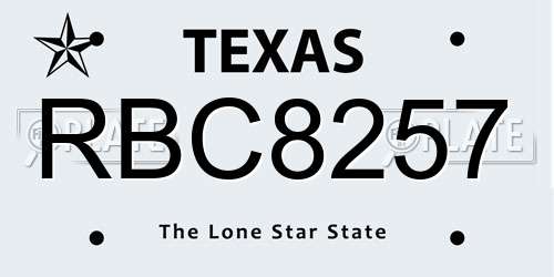 RBC8257 Texas License Plate