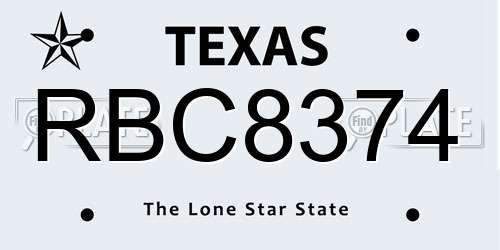 RBC8374 Texas License Plate