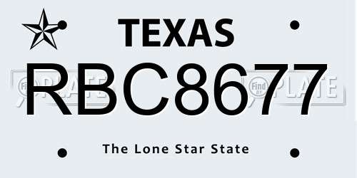 RBC8677 Texas License Plate