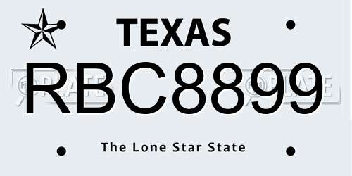RBC8899 Texas License Plate