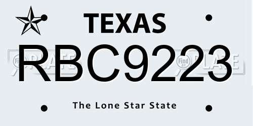 RBC9223 Texas License Plate