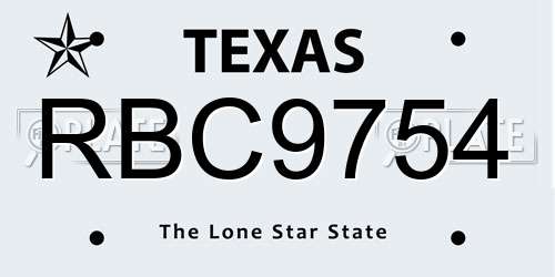 RBC9754 Texas License Plate