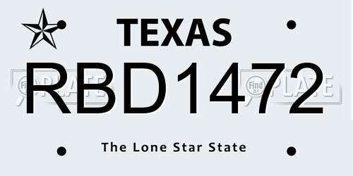 RBD1472 Texas License Plate