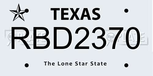 RBD2370 Texas License Plate