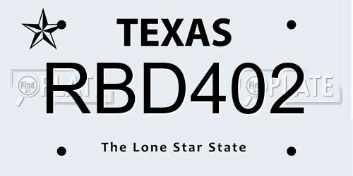 RBD402 Texas License Plate