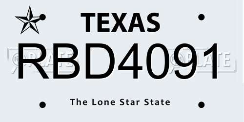 RBD4091 Texas License Plate