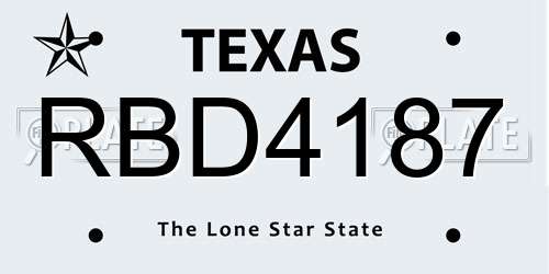 RBD4187 Texas License Plate