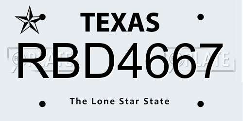 RBD4667 Texas License Plate