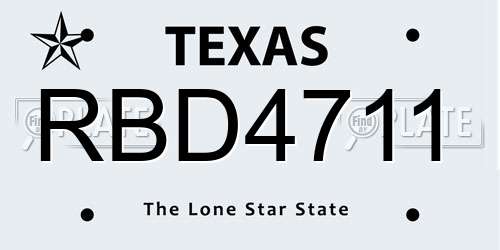 RBD4711 Texas License Plate