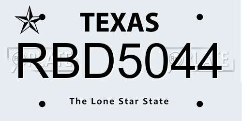 RBD5044 Texas License Plate