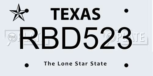 RBD523 Texas License Plate