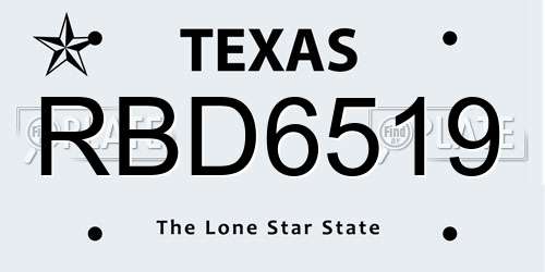 RBD6519 Texas License Plate
