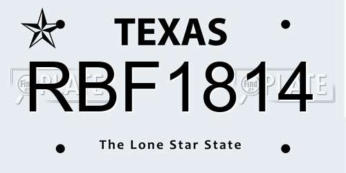 RBF1814 Texas License Plate