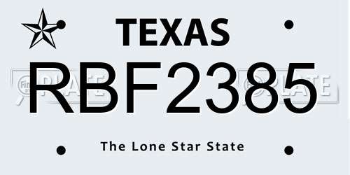 RBF2385 Texas License Plate